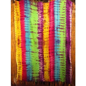 画像: タイダイ染め＊レーヨン素材＊フリンジ＊マルチクロス＊パレオ