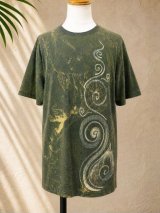 画像: ストーンウォッシュ加工＊コットン素材＊ハンドペイント＊半袖Ｔシャツ＊ＸＬ