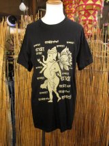画像: 黒色＊コットン素材＊抜染プリント＊ガネーシャ＊半袖＊Ｔシャツ＊ＸＬ