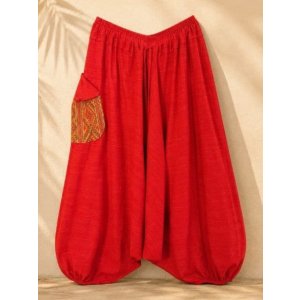 画像: パッチポケット付き＊コットン素材＊ふんわり＊サルエルパンツ