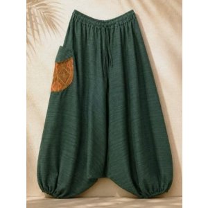 画像: パッチポケット付き＊コットン素材＊ふんわり＊サルエルパンツ