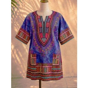 画像: タイダイ染め＊アフリカンプリント＊ダシキ＊ＤＡＳＨＩＫＩ＊Ｍ