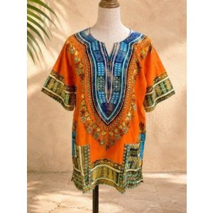 画像: 小さめサイズ＊タイダイ染め＊アフリカンプリント＊ダシキ＊ＤＡＳＨＩＫＩ＊Ｓ