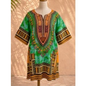 画像: タイダイ染め＊アフリカンプリント＊ダシキ＊ＤＡＳＨＩＫＩ＊Ｍ
