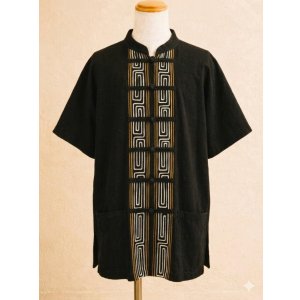 画像: 無地＊コットン素材＋＊刺繡＊チャイナボタン＊半袖＊シャツ 