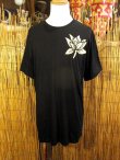 画像2: 黒色＊コットン素材＊抜染プリント＊ロータス＊半袖＊Ｔシャツ＊ＸＬ