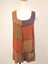 画像: パッチワーク＊コットン素材＊ストーンウォッシュ＊タンクトップ