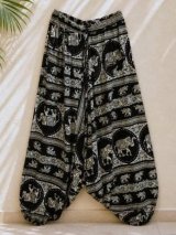 画像: 象さんプリント＊ポケット付き＊レーヨン素材＊ふんわり＊サルエルパンツ