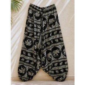画像: 象さんプリント＊ポケット付き＊レーヨン素材＊ふんわり＊サルエルパンツ