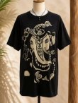 画像1: 黒色＊コットン素材＊抜染プリント＊ガネーシャ＊半袖＊Ｔシャツ＊２ＸＬ