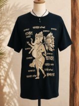 画像: 黒色＊コットン素材＊抜染プリント＊ガネーシャ＊半袖＊Ｔシャツ＊２ＸＬ