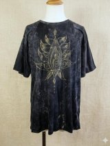 画像: ストーンウォッシュ加工＊コットン素材＊ロータス＊ハンドペイント＊半袖Ｔシャツ＊ＸＬ