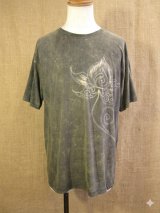 画像: ストーンウォッシュ加工＊コットン素材＊ロータス＊ハンドペイント＊半袖Ｔシャツ＊ＸＬ