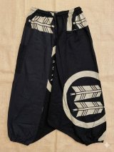画像: 黒色＋和風プリント＊切り替え＊コットン素材＊ふんわり＊サルエルパンツ