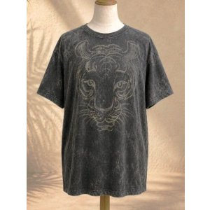 画像: ストーンウォッシュ加工＊コットン素材＊タイガー＊ハンドペイント＊半袖Ｔシャツ＊ＸＬ
