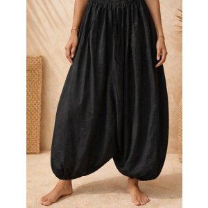 画像: 黒色＊レーヨン素材＊ふんわり＊サルエルパンツ