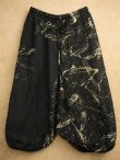 画像1: 黒色＋和風プリント＊切り替え＊コットン素材＊ふんわり＊サルエルパンツ