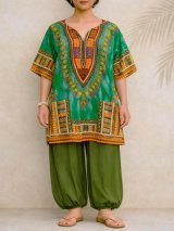 画像: タイダイ染め＊アフリカンプリント＊ダシキ＊ＤＡＳＨＩＫＩ＊Ｌ