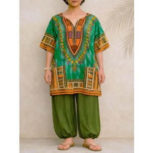 画像: タイダイ染め＊アフリカンプリント＊ダシキ＊ＤＡＳＨＩＫＩ＊Ｌ