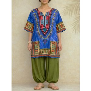 画像: タイダイ染め＊アフリカンプリント＊ダシキ＊ＤＡＳＨＩＫＩ＊Ｌ