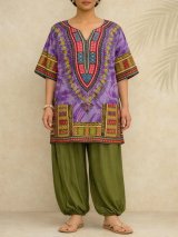 画像: タイダイ染め＊アフリカンプリント＊ダシキ＊ＤＡＳＨＩＫＩ＊Ｌ