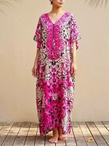 画像: 薄手ビスコース素材＊ゆったりサイズ ＊アフリカン＊タイダイ風＊ガラベーヤ＊ポンチョ風＊マキシ丈＊ワンピース＊ベリーダンス