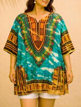 画像: タイダイ染め＊アフリカンプリント＊ダシキ＊ＤＡＳＨＩＫＩ＊ＸＬ