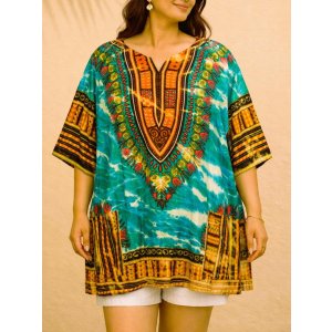 画像: タイダイ染め＊アフリカンプリント＊ダシキ＊ＤＡＳＨＩＫＩ＊ＸＬ
