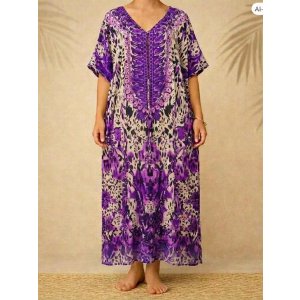 画像: 薄手ビスコース素材＊ゆったりサイズ ＊アフリカン＊タイダイ風＊ガラベーヤ＊ポンチョ風＊マキシ丈＊ワンピース＊ベリーダンス