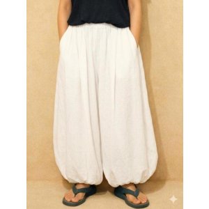 画像: 白色＊レーヨン素材＊ゆったりシルエット＊ビッグアラジンパンツ＊バルーンパンツ