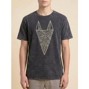 画像: ストーンウォッシュ加工＊コットン素材＊キツネ＊ハンドペイント＊半袖Ｔシャツ＊Ｌ