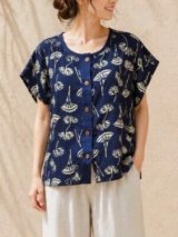 画像: 藍染め＊ガーゼコットン素材＊ポンチョ風＊前開き＊シャツ