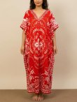 画像1: 薄手ビスコース素材＊ゆったりサイズ ＊曼荼羅風プリント＊ガラベーヤ＊ポンチョ風＊マキシ丈＊ワンピース＊ベリーダンス