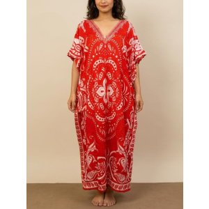 画像: 薄手ビスコース素材＊ゆったりサイズ ＊曼荼羅風プリント＊ガラベーヤ＊ポンチョ風＊マキシ丈＊ワンピース＊ベリーダンス