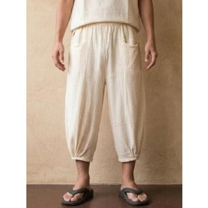 画像: 二枚重ね＊無地＊コットン素材＊半端丈＊クロップドパンツ
