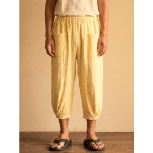 画像: 二枚重ね＊無地＊コットン素材＊半端丈＊クロップドパンツ
