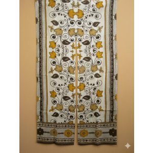 画像: 【１５０ｃｍ×８５ｃｍ】インド綿＊お花プリント＊暖簾＊のれん
