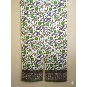 画像: 【１５０ｃｍ×８５ｃｍ】インド綿＊お花プリント＊暖簾＊のれん