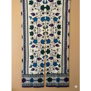 画像: 【１５０ｃｍ×８５ｃｍ】インド綿＊お花プリント＊暖簾＊のれん