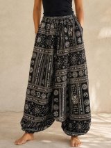 画像: 和風プリント＊コットン素材＊ふんわり＊サルエルパンツ