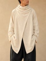画像: 生成り色＊コットン素材＊ゆったりサイズ＊２ＷＡＹ＊スナフキン＊旅人風コート