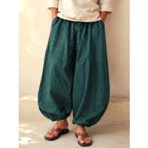 画像: 二色の糸＊コッン素材＊シンプル＊ふんわり＊サルエルパンツ