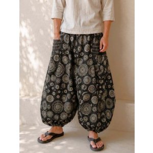 画像: 和風プリント＊コットン素材＊カーゴタイプ＊アラジンパンツ
