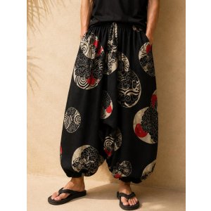 画像: 和風プリント＊コットン素材＊ふんわり＊サルエルパンツ