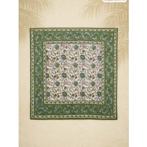 画像: 【１０３ｃｍ×１０３ｃｍ】インド綿＊お花プリント＊マルチクロス