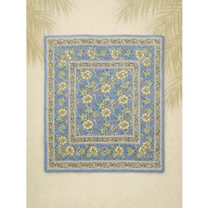 画像: 【１０６ｃｍ×１０２ｃｍ】インド綿＊お花プリント＊マルチクロス