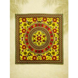 画像: 【１０５ｃｍ×１０３ｃｍ】インド綿＊お花プリント＊マルチクロス
