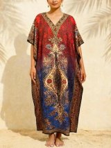 画像: 薄手ビスコース素材＊ゆったりサイズ ＊グラデーションカラー＊ガラベーヤ＊ポンチョ風＊マキシ丈＊ワンピース＊ベリーダンス