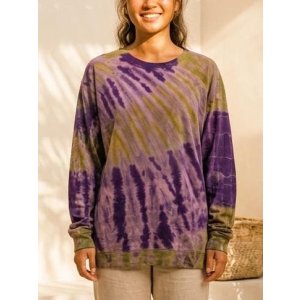 画像: タイダイ染め＊スパンデック混合＊コットン素材＊長袖＊Ｔシャツ＊ＸＬ