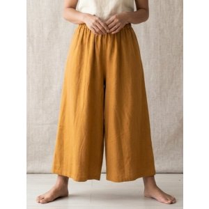 画像: 無地＊コットン素材＊シンプル＊半端丈＊ワイドパンツ